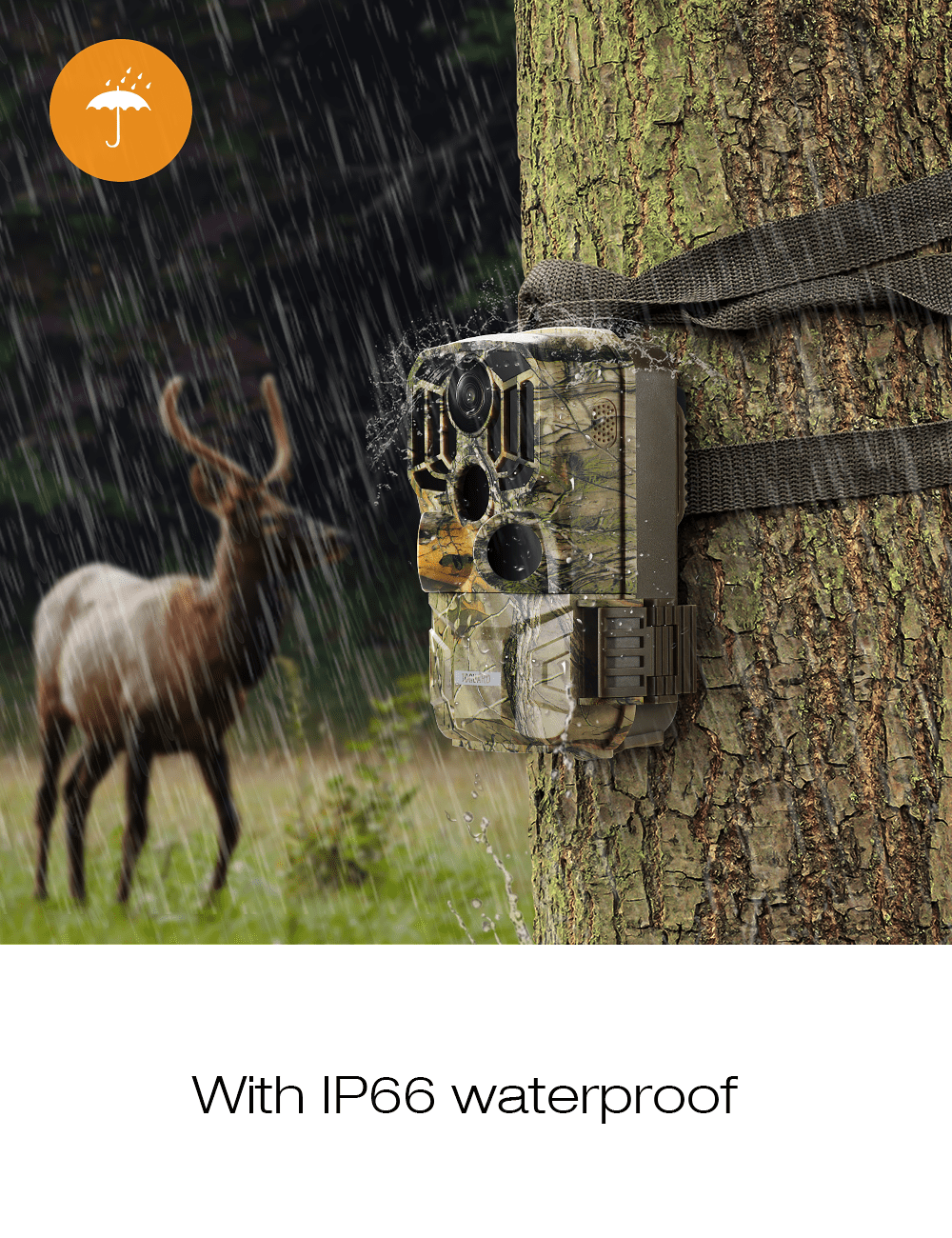 CAMPARK WiFi Trail Camera 20MP 1296P Hunting Game Camera Bluetooth with 850nm Night Vision 120° Wide-Angle Motion Activated IP66 Waterproof Trail Cam for Wildlife Monitoring