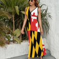 thumbnail image 6 of Maryland Flag Dress Summer Street Style Bohemia Long Dresses Female Sleeveless Printed Maxi Dress, 6 of 9