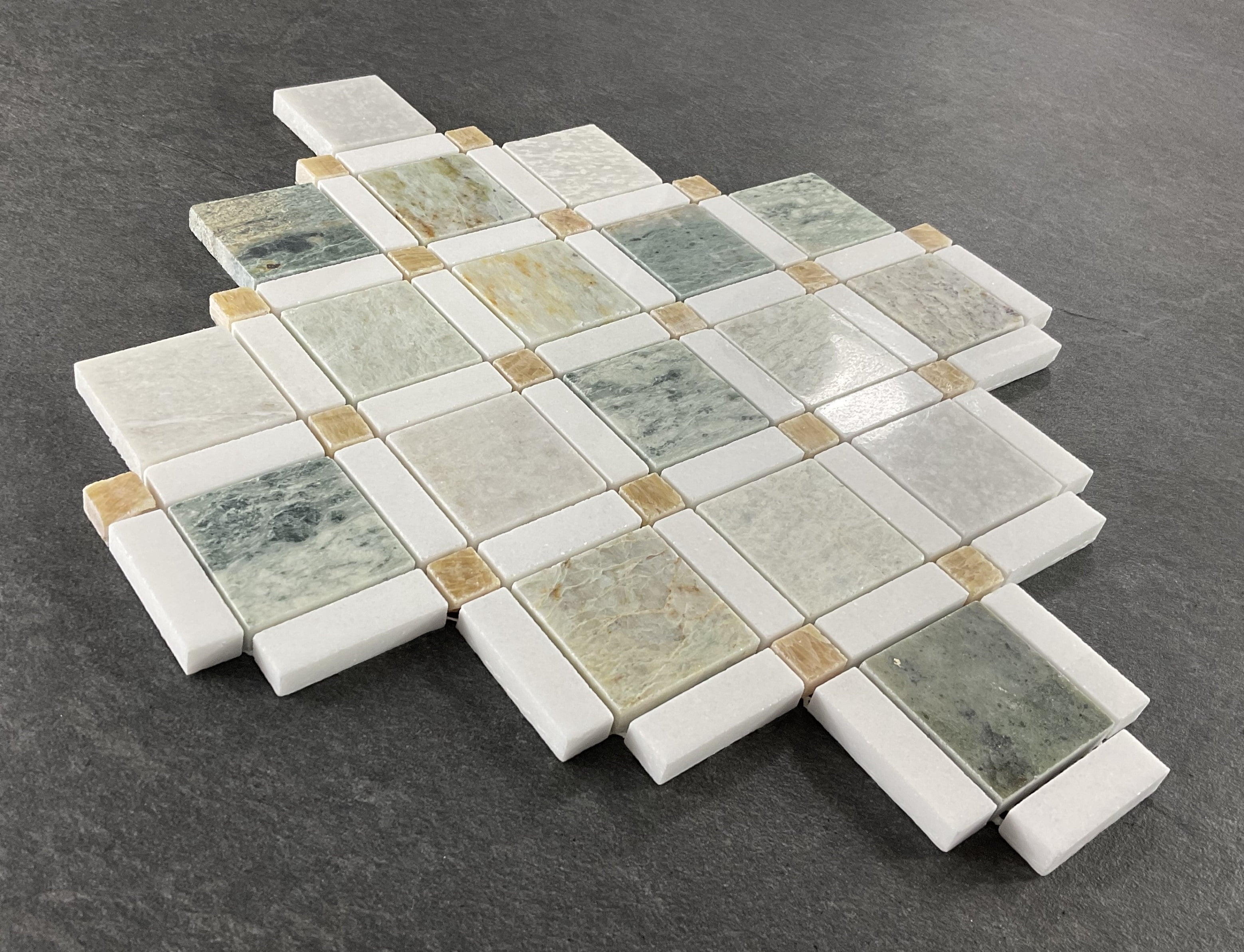 10 - Sheets of Marble Pinwheel Wall and Floor Mosaic Tiles
