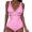 #083 Pink, variant on Felirenzacia Women's V Neck One Piece Swimsuit, Athletic Tummy Control Push Up Slimming Ruched Bathing Suit ,Green,M