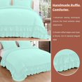 thumbnail image 5 of 3 Piece Luxury 5 Inch Two Layer Ruffle Comforter 550 GSM All Season (Full/Queen Size) Premium Super Soft - 800 TC, 100% Egyptian Cotton- Solid Auqa Blue Colour, 5 of 7