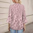 thumbnail image 5 of Women's Long Sleeve T-shirt 3/4 Length Sleeve Womens Tops V Neck Spring Shirts 2025 Petal Bell Sleeve Plus Size Boho Ethnic Style Tee Shirts,Pink Women's Long sleeve T-shirt XXXL, 5 of 6