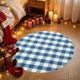 thumbnail image 5 of Lypsnake Buffalo Plaid Round Doormat, 27.5 Inch Blue White Checkered Circular Floor Mat for Christmas Tree Base & Entryway Entrance Patio Porch Home Decor, 5 of 6