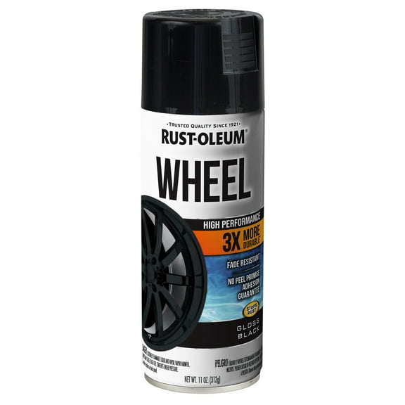 6 Pack, Black, Rust-Oleum Automotive Wheel 3X Gloss Spray Paint-368076, 11 oz