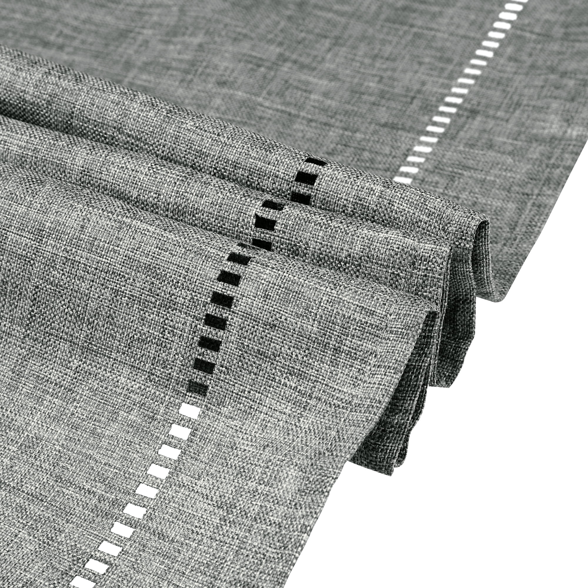 Unique Bargains Solid Color Table Runner Eyelet Hollow Out Table Flags Dark Grey 12"x71"
