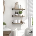 thumbnail image 2 of Estantes flotantes de madera para baño, montaje en pared, pequeños estantes estrechos de estilo rústico, para dormitorio, sala de estar, cocina, oficina, decoración con soportes de metal en forma de, 2 of 8