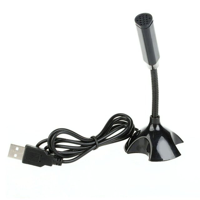 Microphone USB de Bureau pour Ordinateur Portable Mini Microphone Tube Flexible Col Réglable Micro PC Noir