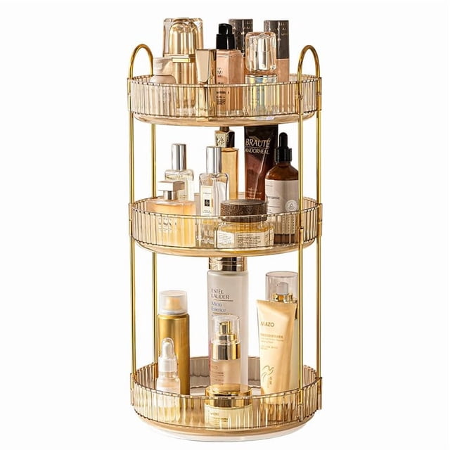 Organizador de maquillaje CESTATIVO, giratorio 360°, 3 niveles, alta capacidad