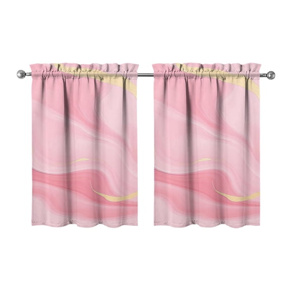 Abstract Oil Paiting Watercolor Kitchen Curtains - Vintage Tier Cafe Curtains for Bathroom Living RV Rod Pocket Window Drapes 36 Inch 2 Panels Set 28"x36" Window Treatment Tiers