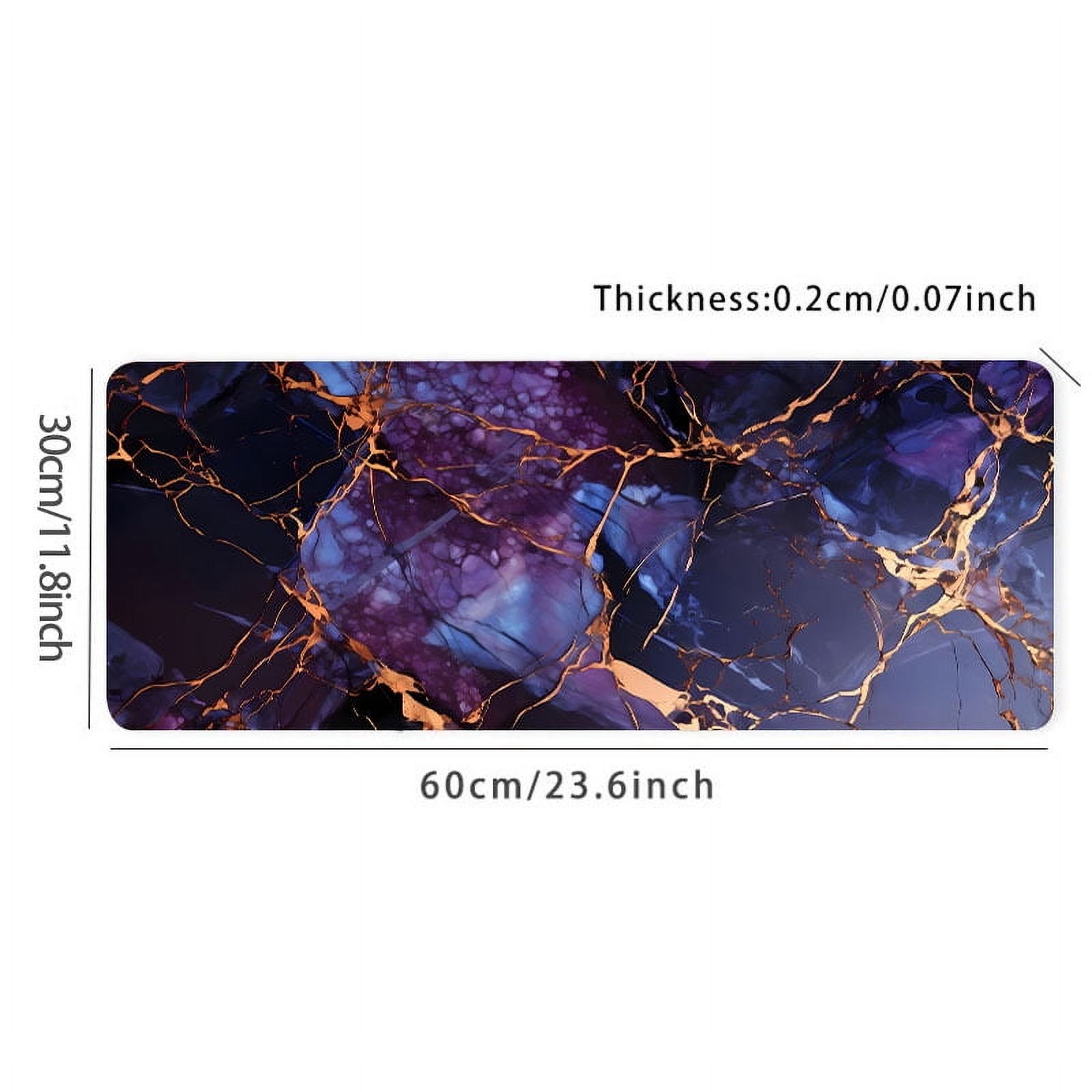 1pc Purple Golden Dark Marble Large Gaming Mouse Pad For Desk, Cool Desk Mat With Non-Slip Rubber Base Stitched Edge, Mouse Pad 31.5*15.7in For Work, Game, Office, Home, Gifts