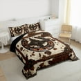thumbnail image 4 of Manfei Cow Hide Print Bedding Comforter Set,Retro Western Horseshoe Twin Comforter Sets,Rustic Farmhouse Cabin Bedding Set For Adults,Microfiber Bedroom Decor Reversible,2 Pieces, 4 of 9