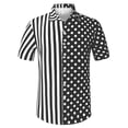 thumbnail image 1 of INSPIRE CHIC Camisa hawaiana de manga corta con botones y lunares a rayas de verano negro S, 1 of 6