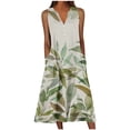 thumbnail image 2 of Estbridge Robes d'Été pour Femmes Décontractées Plissées Amples Évasées Midi pour Femmes Imprimé Floral Longueur Genou Grande Taille Robe Col Ras du Cou Manches Courtes Robe d'Invitée de Mariage Économies d'Été Liquidation, 2 of 5