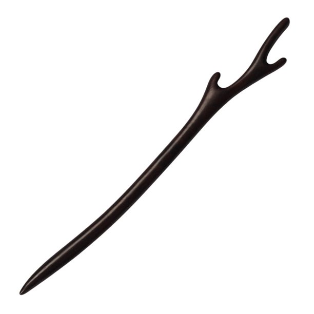 EeaseMX 2 horquillas vintage de madera con forma de asta de ciervo para el pelo, accesorio para moño (negro)