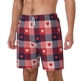 thumbnail image 2 of Uemuo Heart Plaid Pattern Mens Swim Trunks Quick Dry Board Shorts with Mesh Lining, Stretch Beach Shorts Quick Dry No-Chafing Board Shorts-Large, 2 of 9