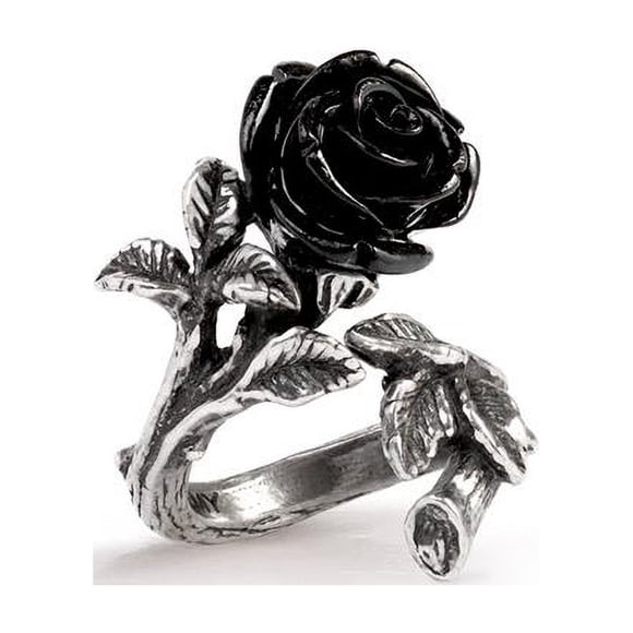 Alchemy Gothic R241Q-T Wild Black Rose Ring - Size 8.5-9.5