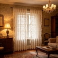 thumbnail image 7 of PYURTEP Vintage Lace Curtains 78 Inches Long, Floral Pattern Semi Blackout Sheer Curtains, Ruffled Edge Grommet Window Drapes for Living Room Bedroom, 7 of 7