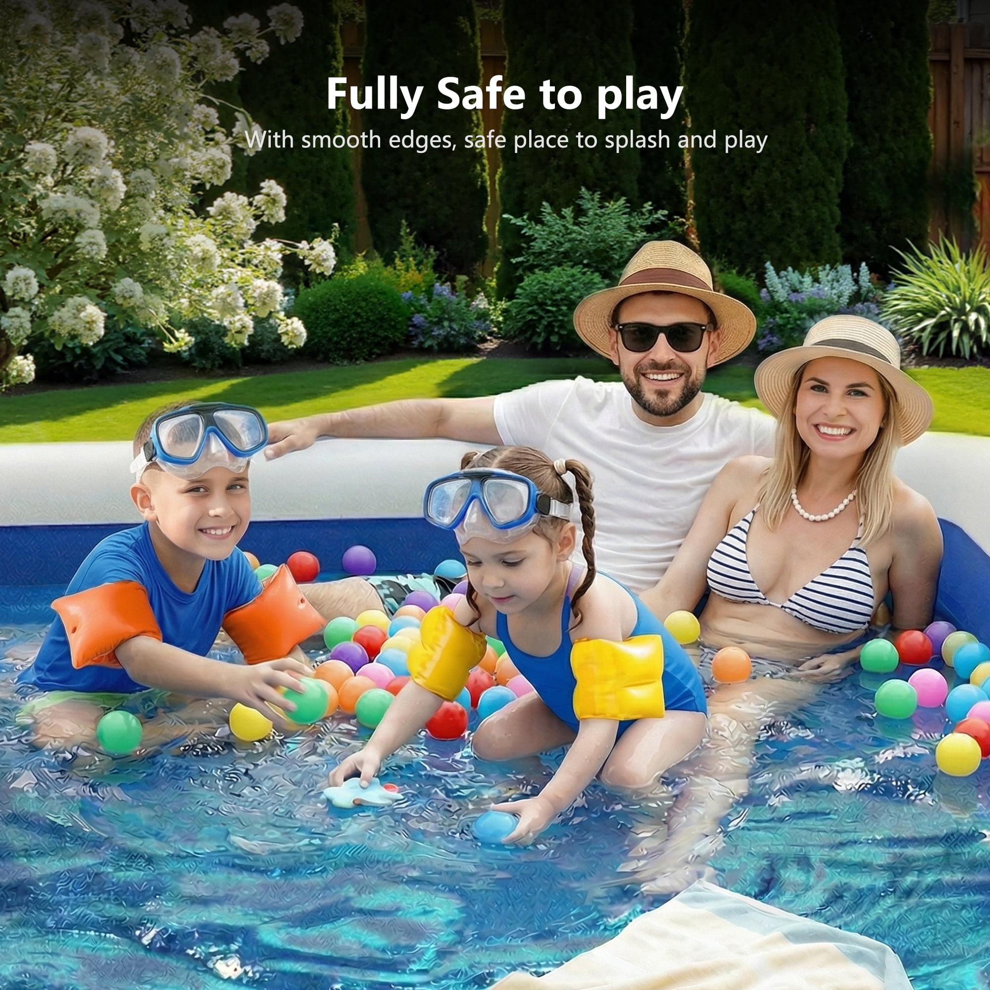 GVDV Inflatable Pool, Durable Thickened Blow up Kiddie Pool for Kids, Toddlers and Adults, BPA-Free Family Swimming Pool, 6.9 x 5 x 1.8 ft, Blue
