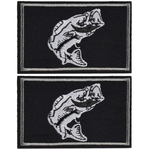 2 Pieces Fishing Patches, Tactical Wildlife Largemouth Bass Patch, Black 