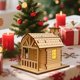 thumbnail image 3 of Decoraciones navideñas, adornos navideños, regalos navideños: casitas navideñas de madera hechas a mano con luces para manualidades. Decoración de casitas de troncos., 3 of 8