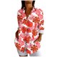 thumbnail image 4 of Camisas de cuello de la tripulación de manga corta para las mujeres hawaiana impreso cuello acampanado blusa casual suave verano playa top, 4 of 6