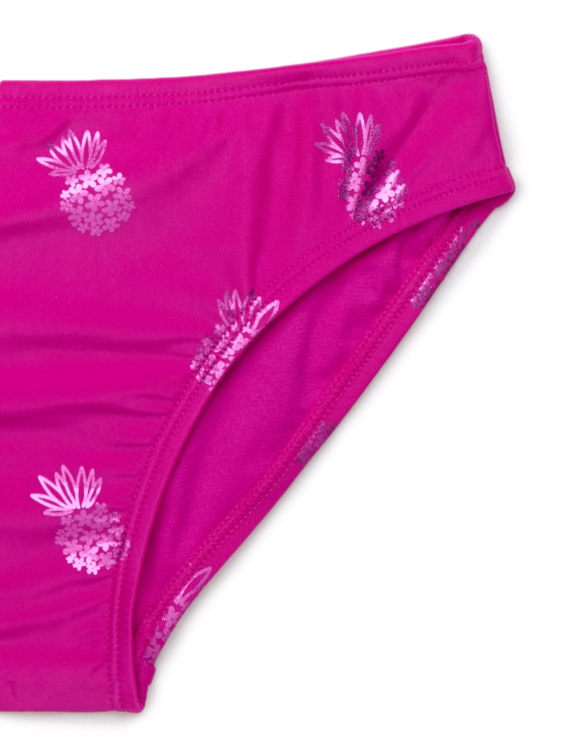 Wonder Nation Girls Cropped Rash Guard and Bikini Bottoms Swim Set with UPF 50, 2-Piece, Sizes 4-16