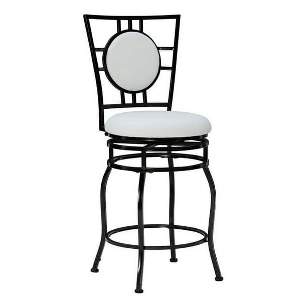 Pemberly Row 30 Metal & Faux Leather Armless Bar Stool In Black/White Black