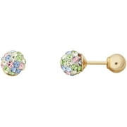 Brilliance Fine Jewelry Girls' Pastel Crystals 4.8MM Ball Earrings in 10K Yellow Gold