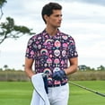 thumbnail image 3 of Yiaed cute Skull rainbow mushroomPrint Men's Short Sleeve Polo Shirt,Golf Polo for Men Three-Button Golf Shirt Athletic Casual Collared T-Shirt- 3X-Large, 3 of 7