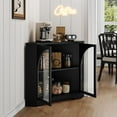 thumbnail image 6 of Weselon Modern Small Corner Sideboard Cabinet with 2 Glass Doors and 2 Tier Shelves, 31 Inches, 6 of 7
