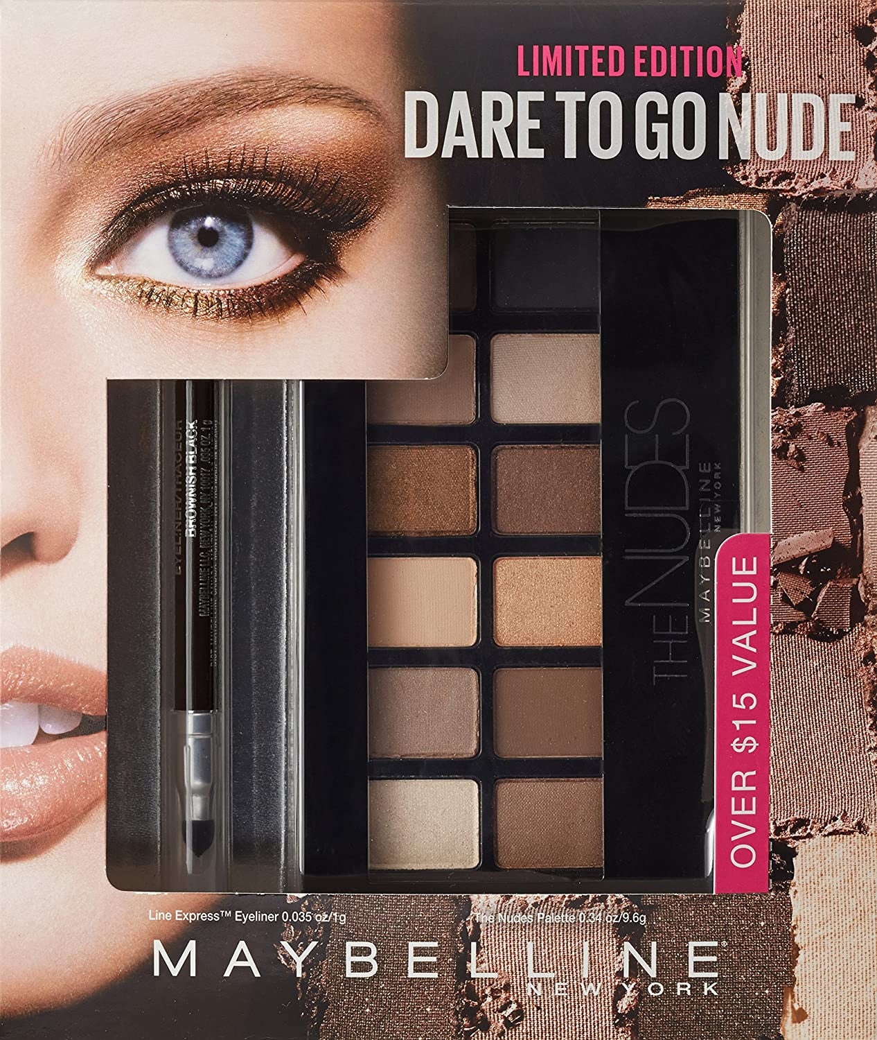 maybelline new york nudes palette shadow and line express liner