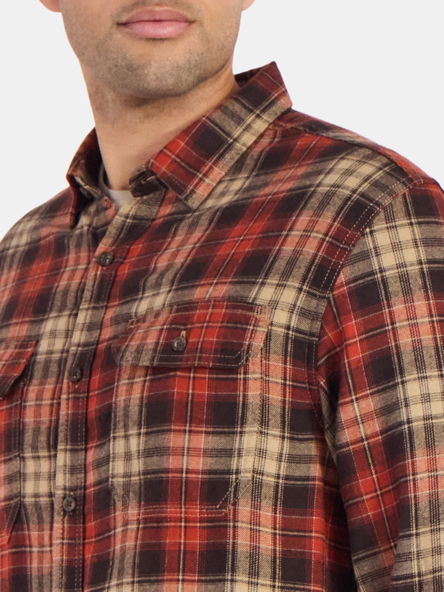 George Men's & Big Men's Relaxed Fit Double Pocket Flannel Shirt, Sizes XS-3XLT