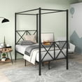 thumbnail image 2 of SESSLIFE Queen 4 Poster Canopy Metal Bed with Metal Slat Support, Under Bed Storage Best for Bedroom, Black, 2 of 5