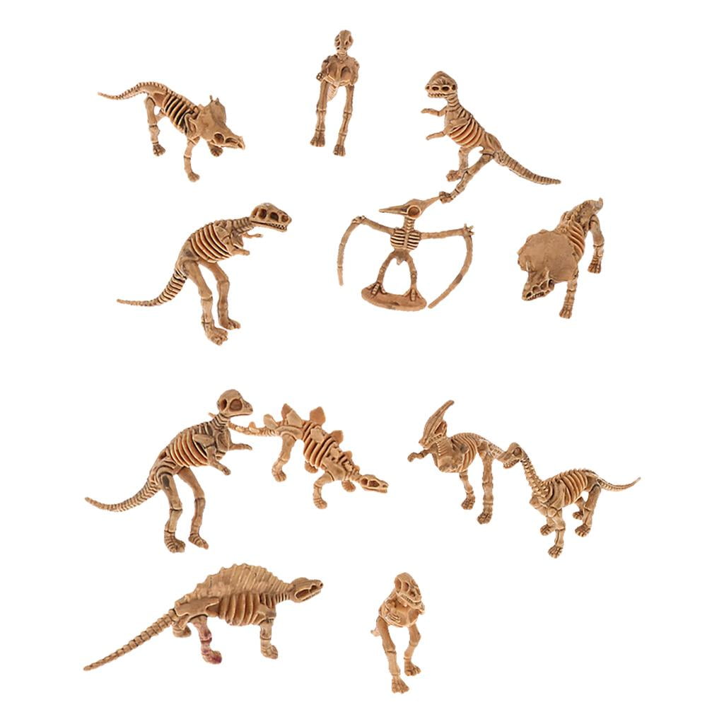 12X Various Plastic Dinosaurs Fossil Skeleton Dino Figures Kids Toy Gift NiUULK 