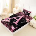 thumbnail image 4 of Manfei Pink Butterfly Twin Sheets,Girls Personalized Letter A Bedding,3-Piece, 4 of 6
