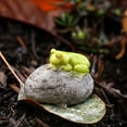 thumbnail image 2 of Top Collection Miniature Fairy Garden and Terrarium Statue, Sleeping Cute Frog on Stone, 2 of 4