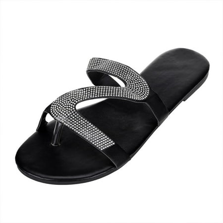 

Mepaouo Flat Sandals Jeweled Peep Toe Footbed Sandal Glitter Fashion Comfortable Slide Sandals