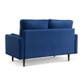 thumbnail image 4 of 57 Inch Wide Upholstered Two Cushion Loveseat w/ Bolster Pillows in Blue Velvet, 4 of 14
