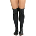 thumbnail image 4 of ToBeInStyle Womens Flashy Superhero Wet Look Metallic Shiny Knee High Socks - Black - One Size, 4 of 7