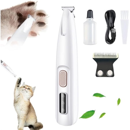 Pet MicroPrecision Trimmer 2026 Dog Paw Trimmer with LED Light Waterproof Dog & Cat Hair Shaver Rechargeable Cordless Pet Hair Clippers for Trimming Paw Ear Face Butt(1PCS+18mm Cutter Head)