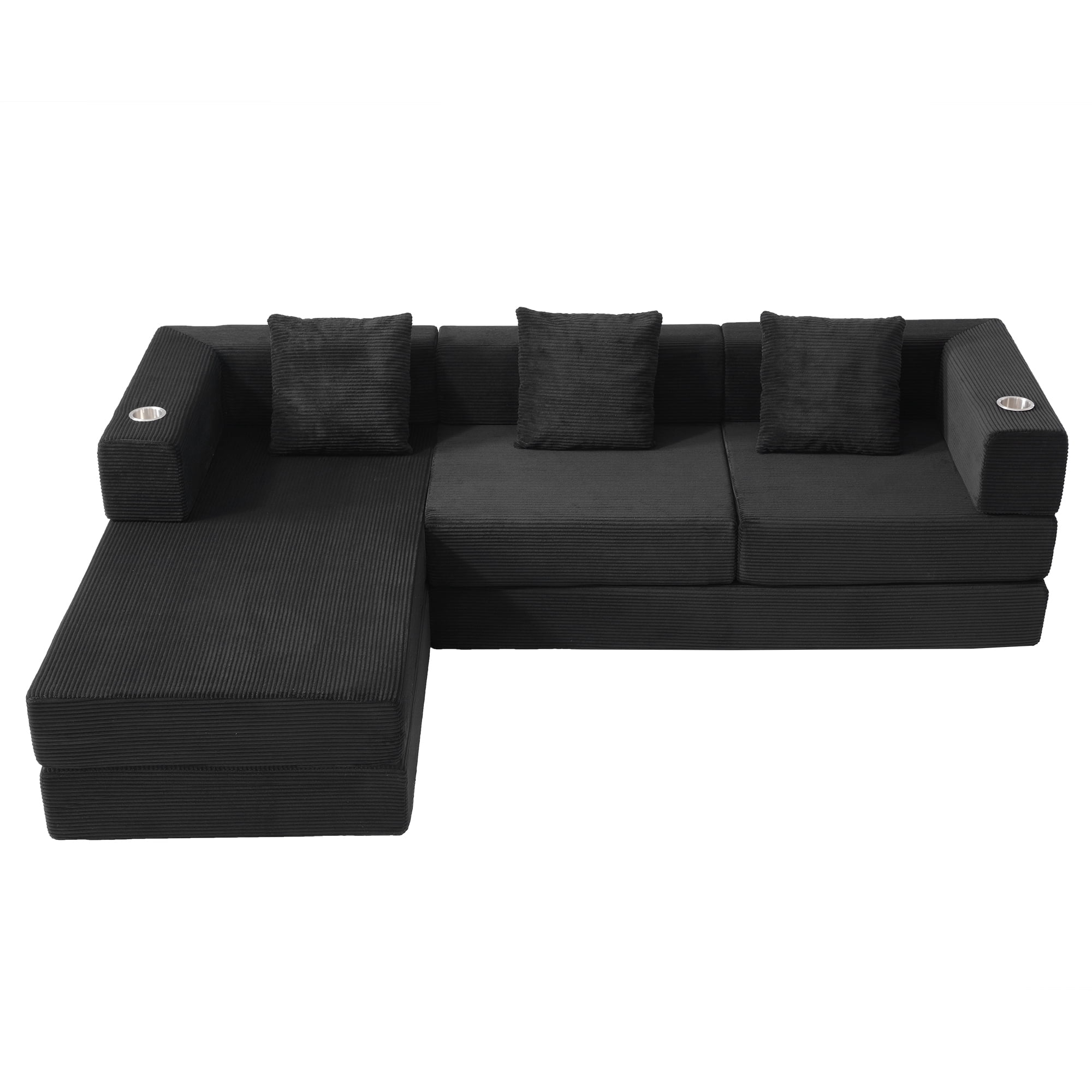 Leumius 108" Modular Sectional Sofa with L-Shape Chaise, Boneless Cloud Couch with Deep Seat for Living Room, Bedroom Black