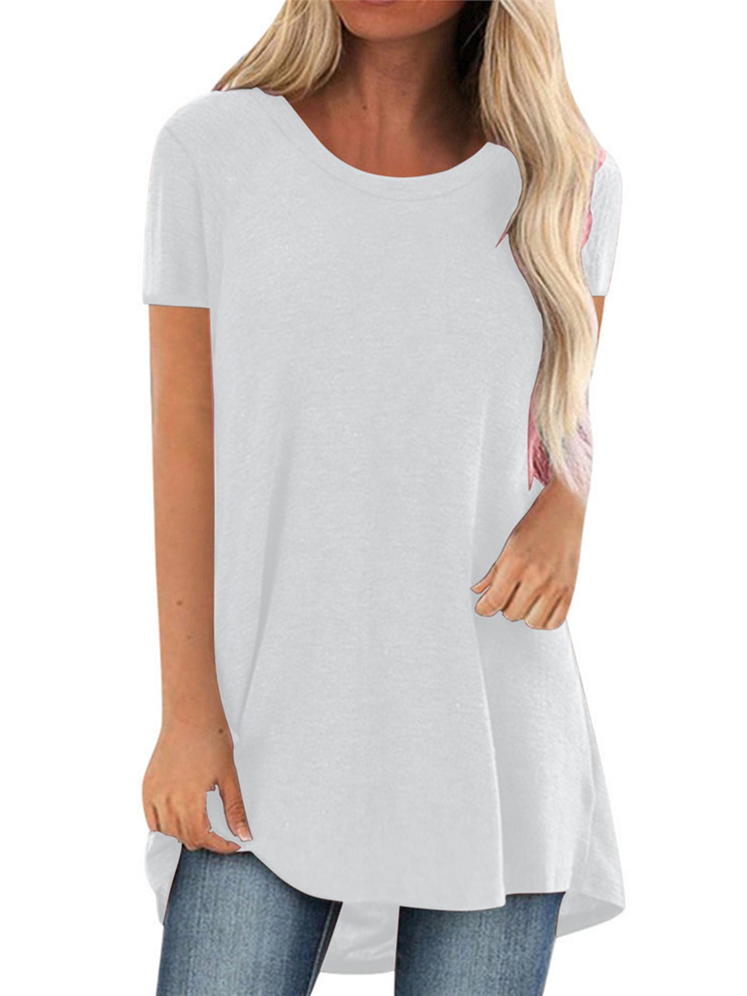 Women's Short Sleeve T Shirt Plus Size Tops Casual V Neck Tunic Loose ...