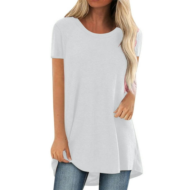 Womens Short Sleeve T Shirt Plus Size Tops Casual V Neck Tunic Loose