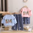 thumbnail image 3 of Mnyotv Toddler Baby Girl Long Sleeve Fall Outfits Love Like Jesus Printed Sweashirts and Jeans Pants 2Pcs Clothes for Kids Size 2-3 Years, 3 of 7