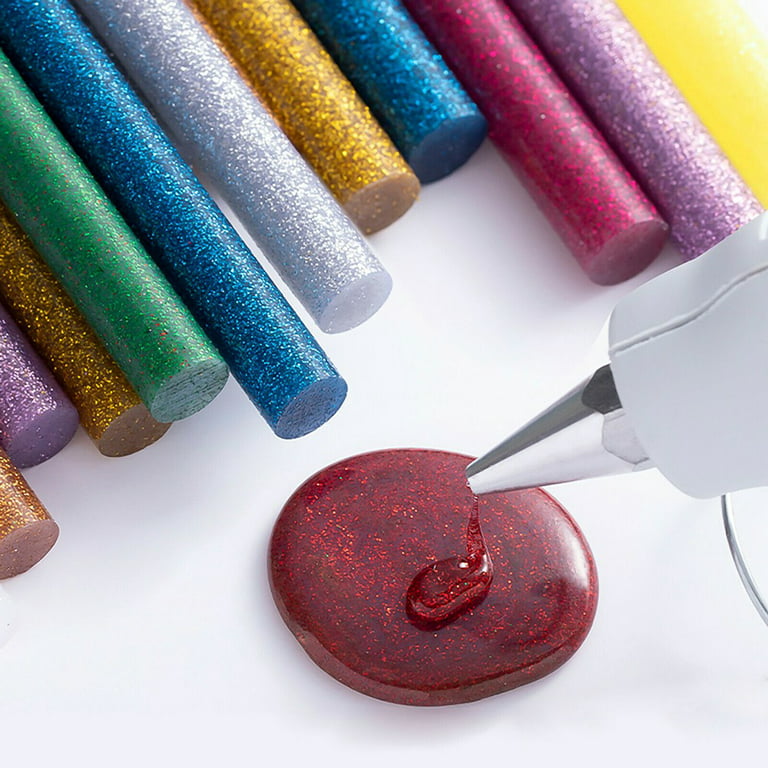 BATDIYOW Mini Glitter Glue Gun Sticks Colored 30 PCS 6 Colors 0.27 in x 4  in Compatible with Most Glue Guns