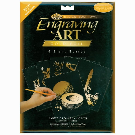 Foil Engraving Art Blank Boards 5"X7" 6/Pkg-Gold