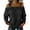 Black, variant on Women's Cold Shoulder Denim Look Blouse Long Sleeve Casual Pullover Top with Buttoned Strap Details Loose Fit Tunic Shirt for Fall Winter Vacation Daily Wear