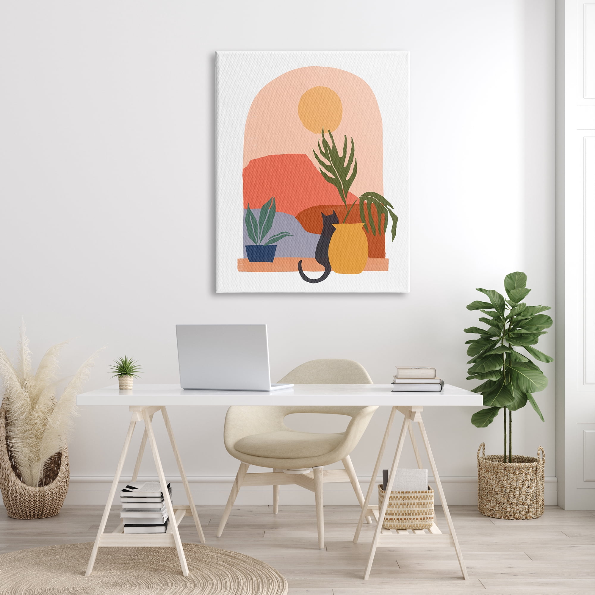 Stupell Industries Cat Watching Desert Dunes Modern Window View Graphic Art Gallery Wrapped Canvas Print Wall Art, Design by June Erica Vess