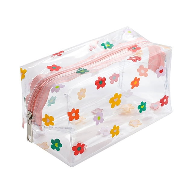 Estuche para lápices, bonita flor transparente, PVC, gran capacidad