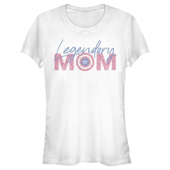 Junior's Marvel Mother's Day Legendary Mom Logo  Graphic Tee White Large